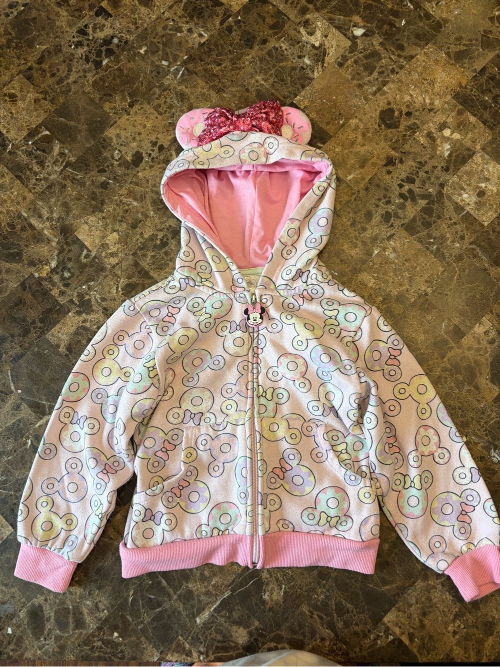 Disney Minnie mouse doughnut zip up with hood size 4